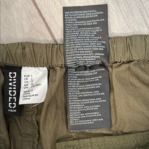 H&M Dark Green Cotton Parachute Pants, Size L - Picture 7 of 10